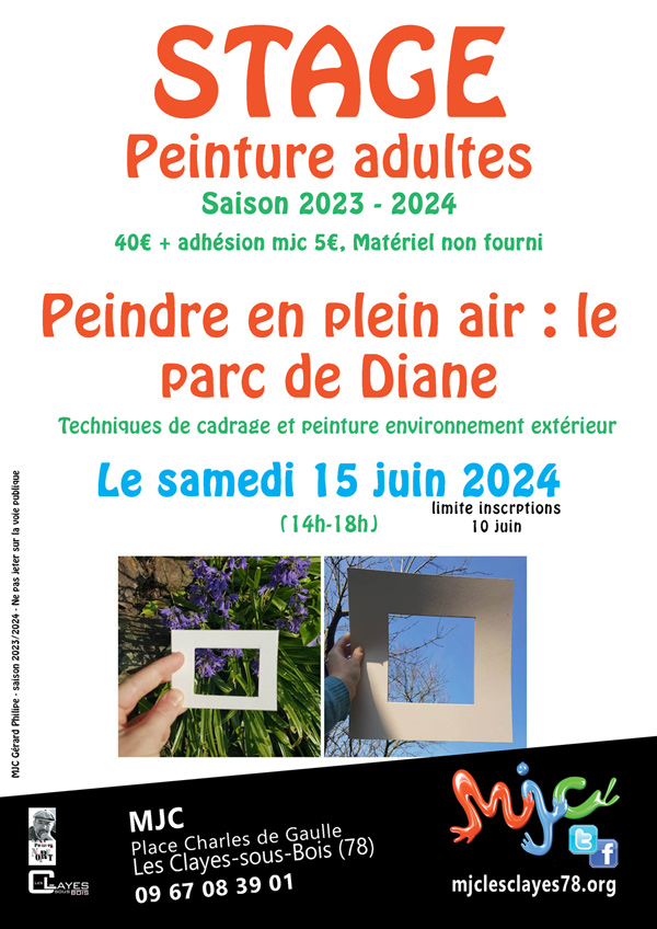 Stages adultes mai 2024 Affiche stage peinture plein air juin 2024 w00